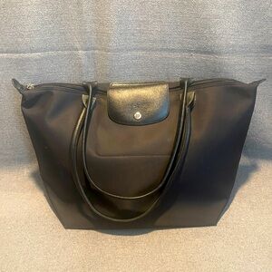Black Longchamp Large Le Pliage City Shoulder Tote